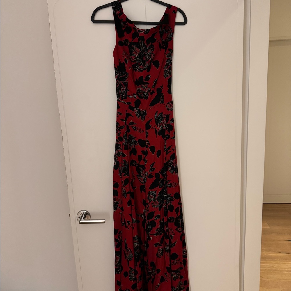 Elegant Red and Black Wide Leg Jumpsuit